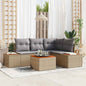 Conjunto de sofás de jardín con cojín 5 pcs Beige Poliratán