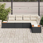 Conjunto de sofás de jardín con cojín 5 pcs Negro Poliratán