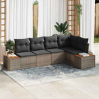 Conjunto de sofás de jardín con cojín 5 pcs Gris Poliratán