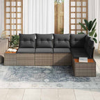 Conjunto de sofás de jardín con cojín 5 pcs Gris Poliratán