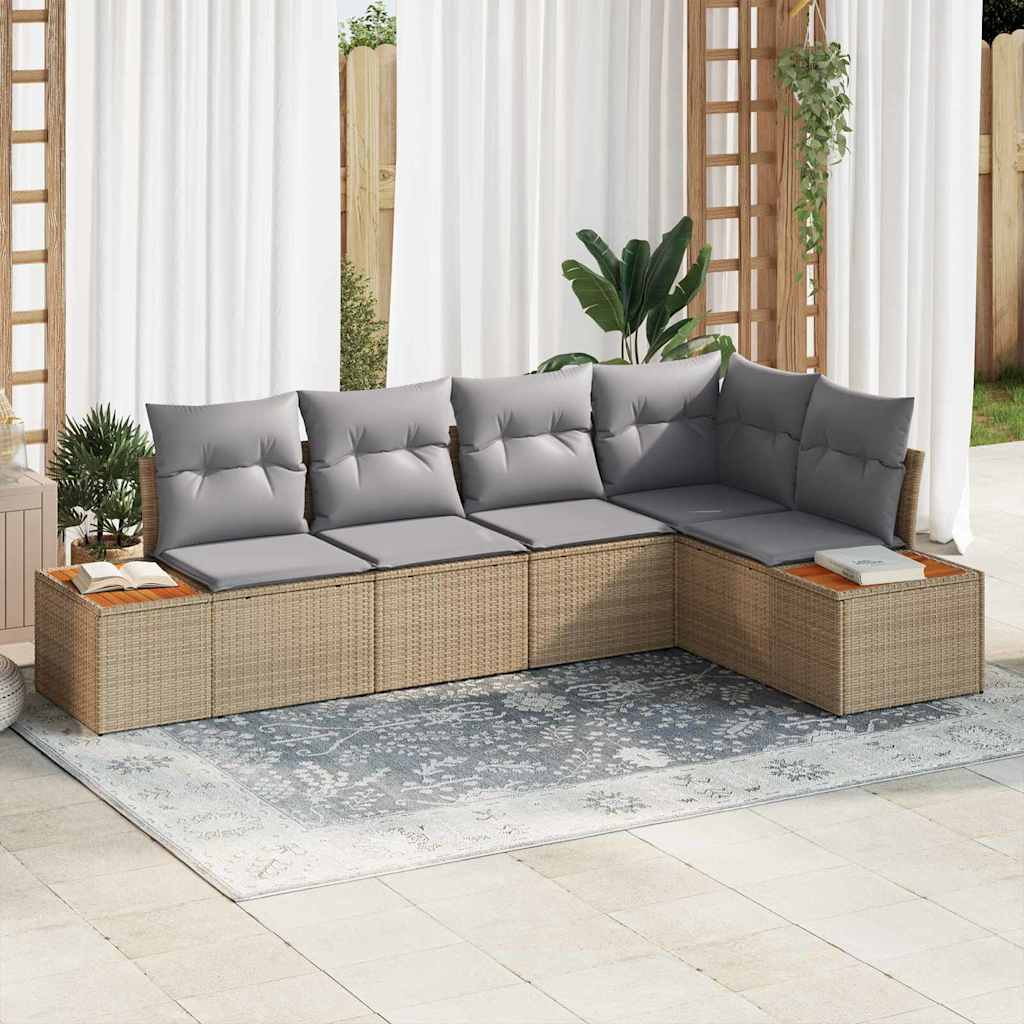 Conjunto de sofás de jardín con cojín 11 pcs Negro Poliratán