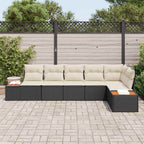 Conjunto de sofás de jardín con cojín 6 pcs Negro Poliratán