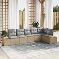 Conjunto de sofás de jardín con cojín 6 pcs Beige Poliratán