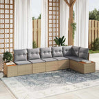 Conjunto de sofás de jardín con cojín 6 pcs Beige Poliratán