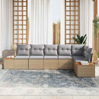Conjunto de sofás de jardín con cojín 6 pcs Beige Poliratán