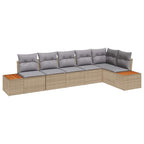 Conjunto de sofás de jardín con cojín 6 pcs Beige Poliratán