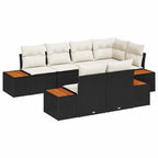 Conjunto de sofá de jardín 7 pcs Negro ratán sintético