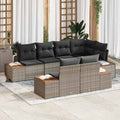 Conjunto de sofá de jardín con cojín 7 pcs Gris ratán sintético