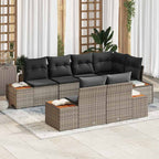 Conjunto de sofá de jardín con cojín 7 pcs Gris ratán sintético