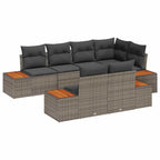 Conjunto de sofá de jardín con cojín 7 pcs Gris ratán sintético