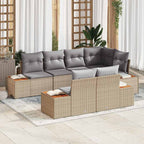 Conjunto de sofá de jardín 7 pcs Beige ratán sintético