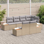 Conjunto de sofá de jardín 7 pcs Beige ratán sintético