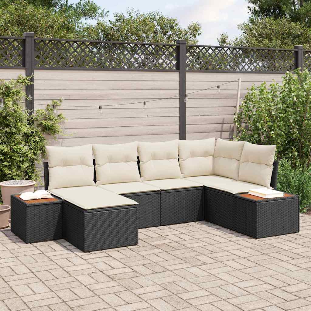 Conjunto de sofá de jardín 6 pcs Beige ratán sintético