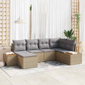 Conjunto de sofá de jardín 6 pcs Beige ratán sintético