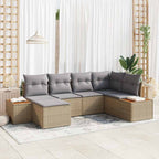 Conjunto de sofá de jardín 6 pcs Beige ratán sintético