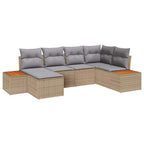 Conjunto de sofá de jardín 6 pcs Beige ratán sintético
