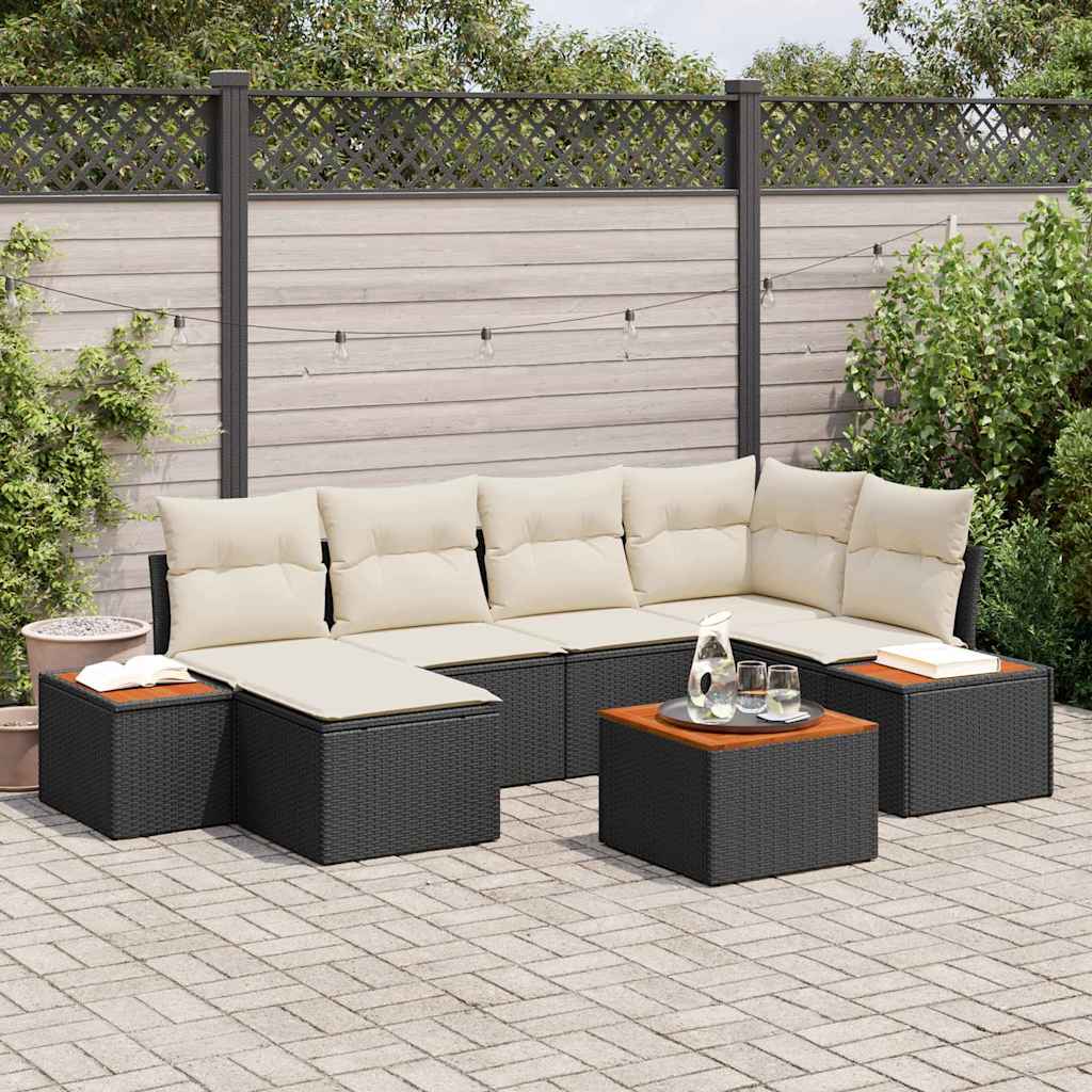 Conjunto de sofá de jardín 6 pcs Beige ratán sintético