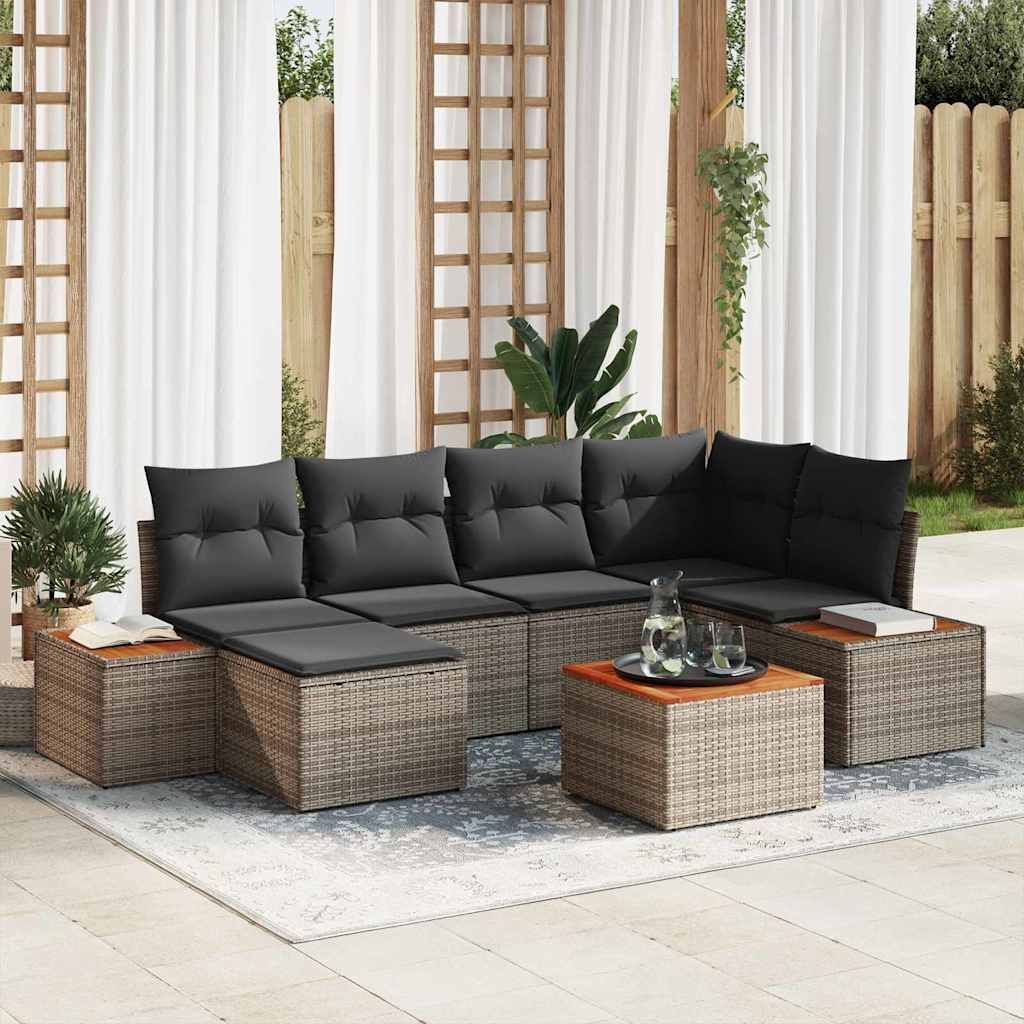 Conjunto de sofá de jardín 6 pcs Beige ratán sintético