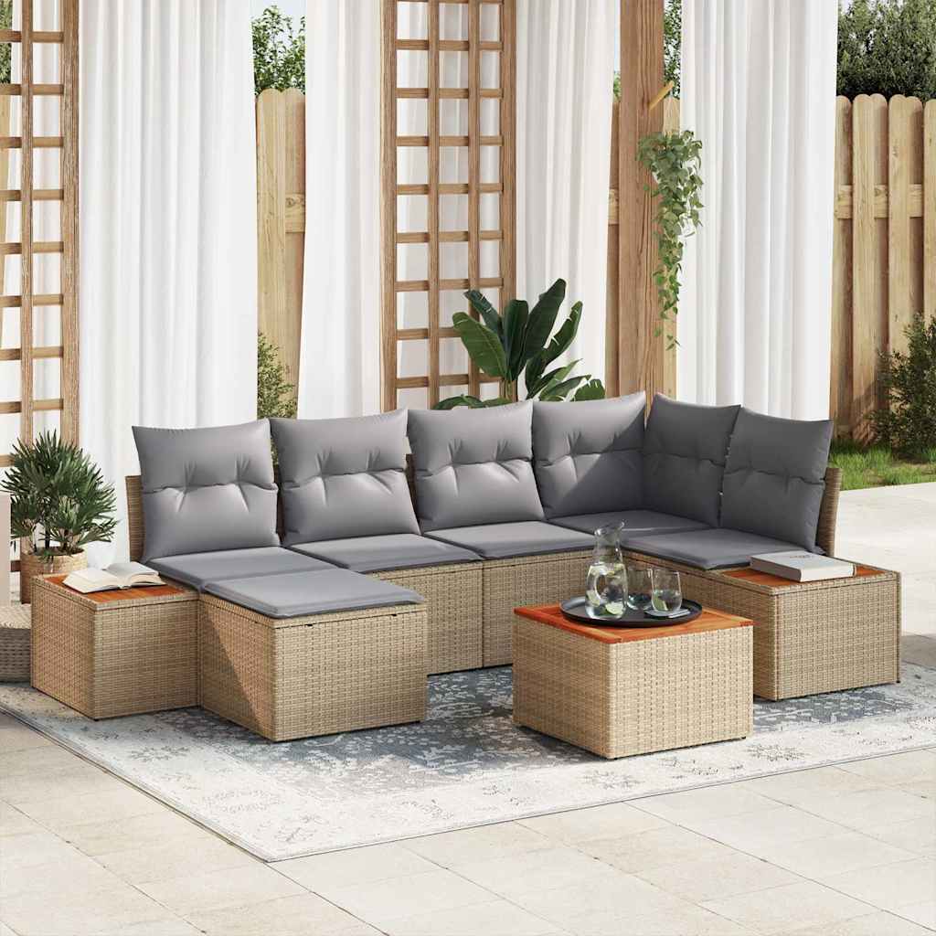 Conjunto de sofá de jardín 6 pcs Beige ratán sintético