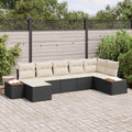 Conjunto de sofá de jardín 7 pcs Negro ratán sintético