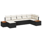 Conjunto de sofá de jardín 7 pcs Negro ratán sintético