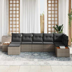 Conjunto de sofá de jardín con cojín 7 pcs Gris ratán sintético