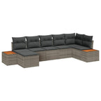 Conjunto de sofá de jardín con cojín 7 pcs Gris ratán sintético