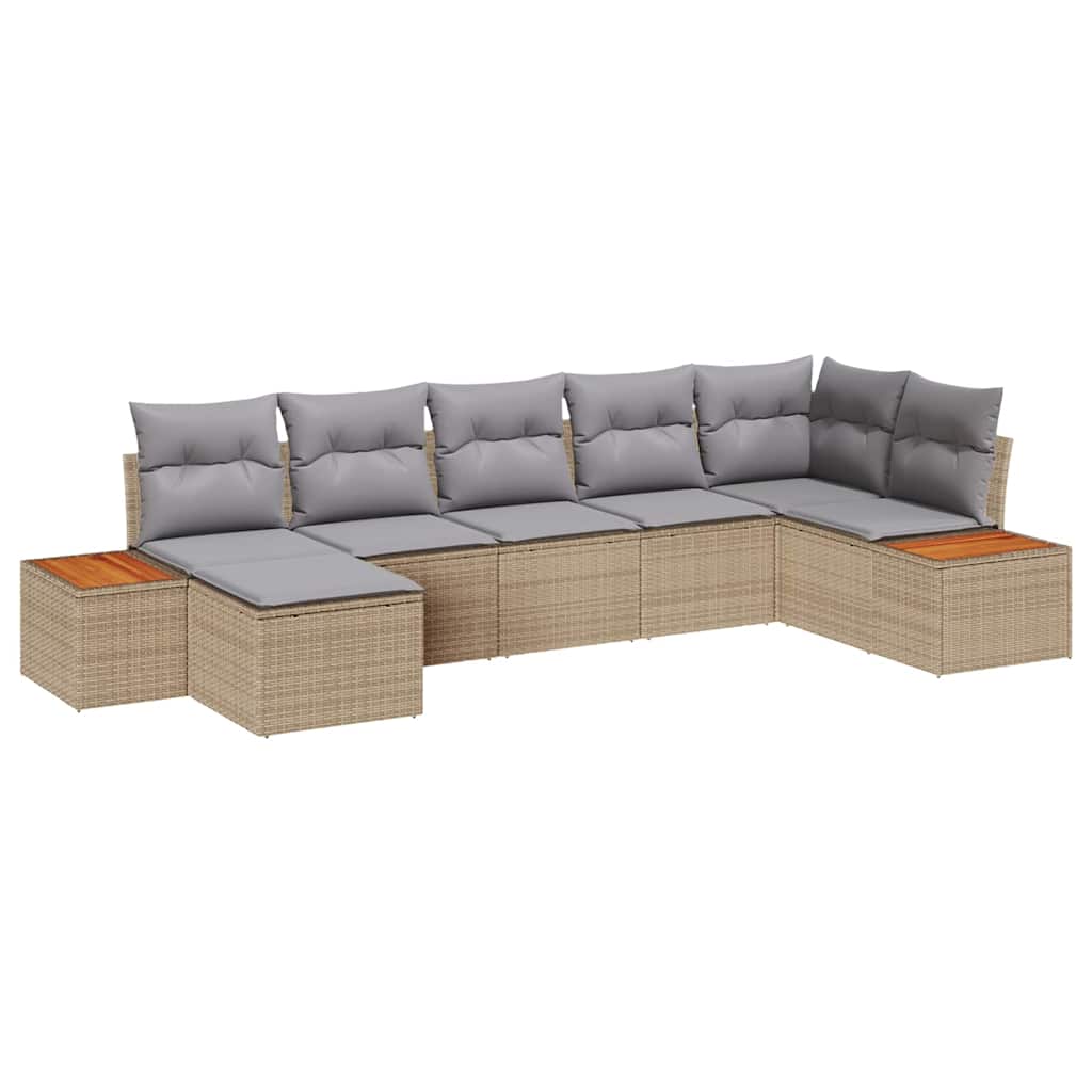 Conjunto de sofá de jardín 7 pcs Beige ratán sintético