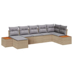 Conjunto de sofá de jardín 7 pcs Beige ratán sintético