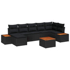 Conjunto de sofá de jardín 8 pcs Negro ratán sintético