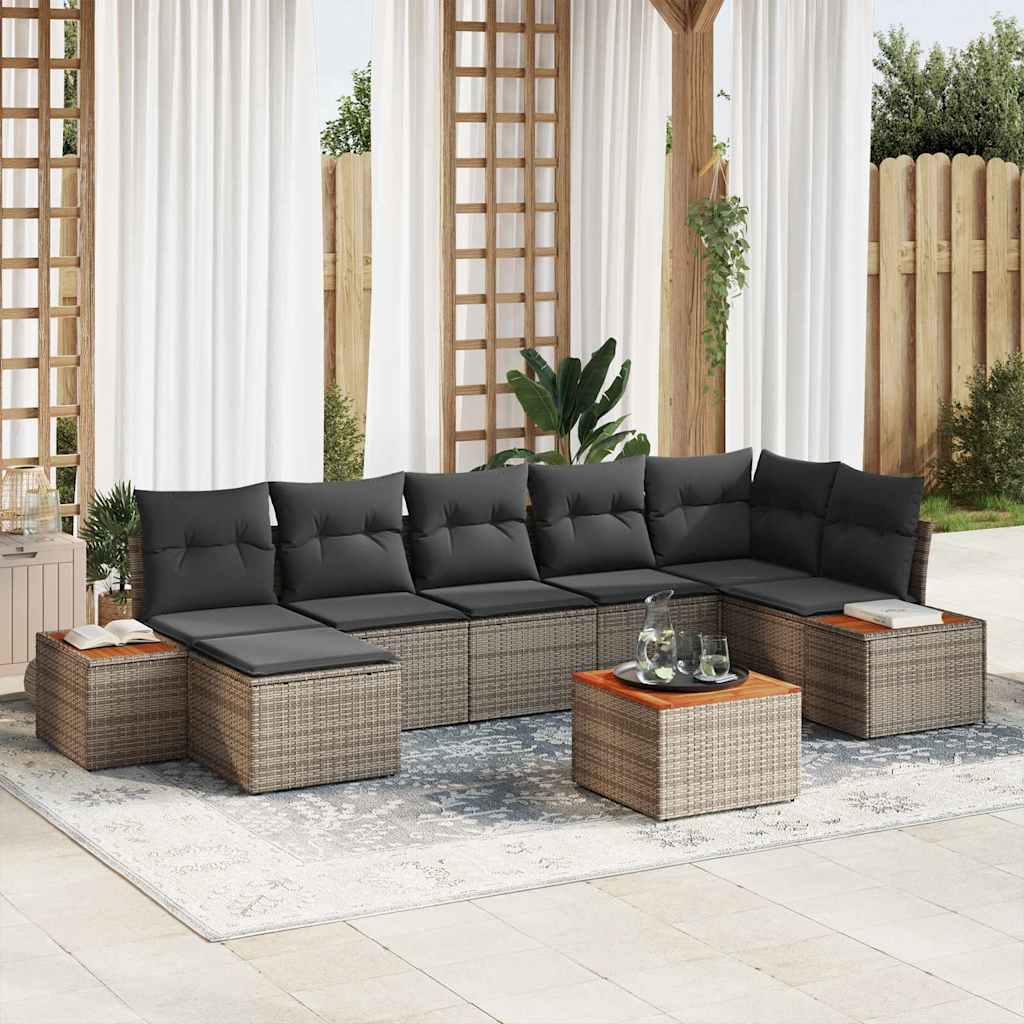 Conjunto de Sofás de Jardim com Almofadas 7 pçs Preto Polirratão
