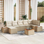 Conjunto de sofá de jardín 8 pcs Beige ratán sintético