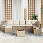 Conjunto de sofá de jardín 8 pcs Beige ratán sintético