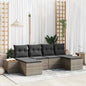 Conjunto de sofá de jardim 6 peças Bege vime sintético
