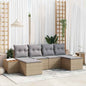 Conjunto de sofá de jardim 6 peças Bege vime sintético