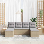 Conjunto de sofá de jardín 6 pcs Beige ratán sintético