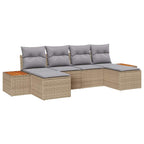 Conjunto de sofá de jardín 6 pcs Beige ratán sintético
