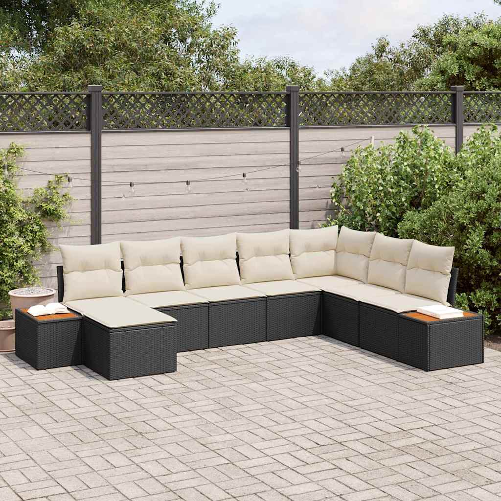 Conjunto de sofás de jardín con cojín 8 pcs Beige Poliratán
