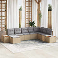 Conjunto de sofás de jardín con cojín 8 pcs Beige Poliratán