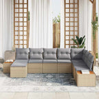 Conjunto de sofás de jardín con cojín 8 pcs Beige Poliratán