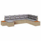 Conjunto de sofás de jardín con cojín 8 pcs Beige Poliratán