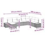 Conjunto de sofás de jardín con cojín 8 pcs Beige Poliratán