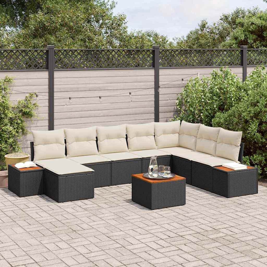 Conjunto de sofás de jardín con cojín 8 pcs Beige Poliratán