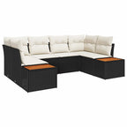 Conjunto de sofá de jardín 6 pcs Negro ratán sintético