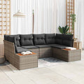 Conjunto de sofá de jardín con cojín 6 pcs Gris ratán sintético