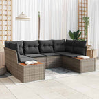 Conjunto de sofá de jardín con cojín 6 pcs Gris ratán sintético