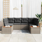 Conjunto de sofá de jardín con cojín 6 pcs Gris ratán sintético
