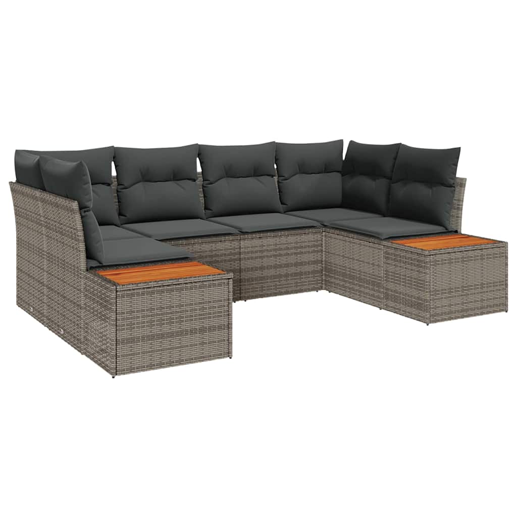 Conjunto de sofá de jardín con cojín 6 pcs Gris ratán sintético