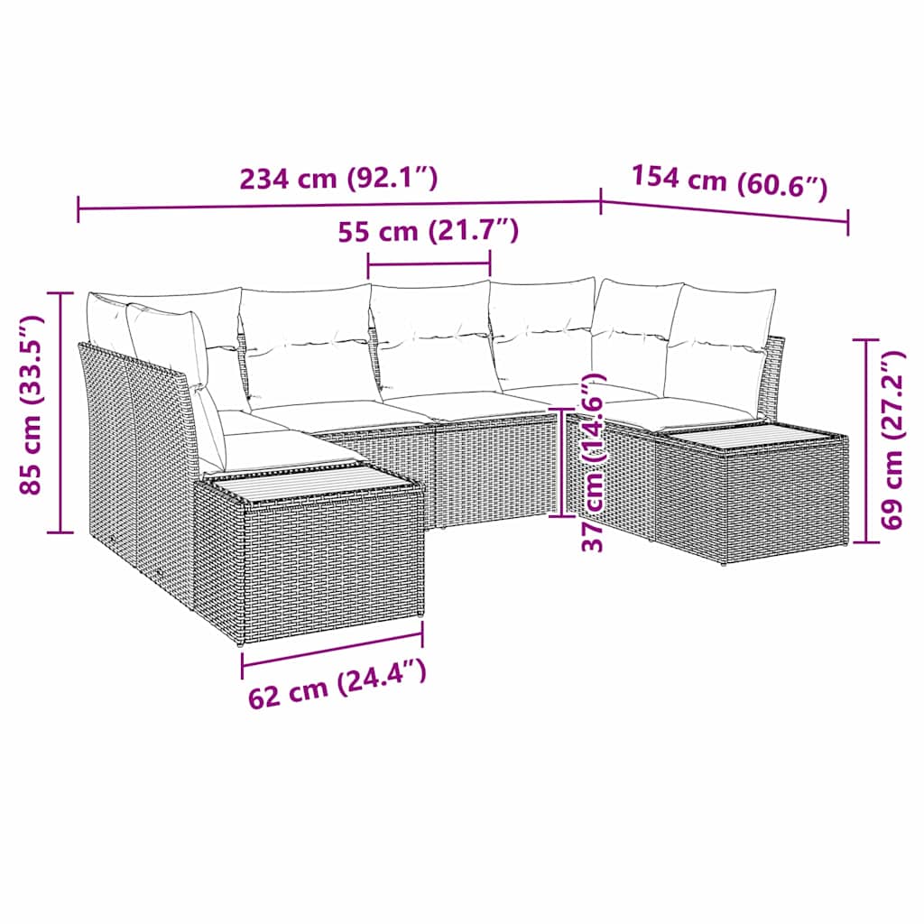 Conjunto de sofá de jardín con cojín 6 pcs Gris ratán sintético