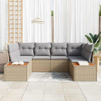 Conjunto de sofá de jardín 6 pcs Beige ratán sintético